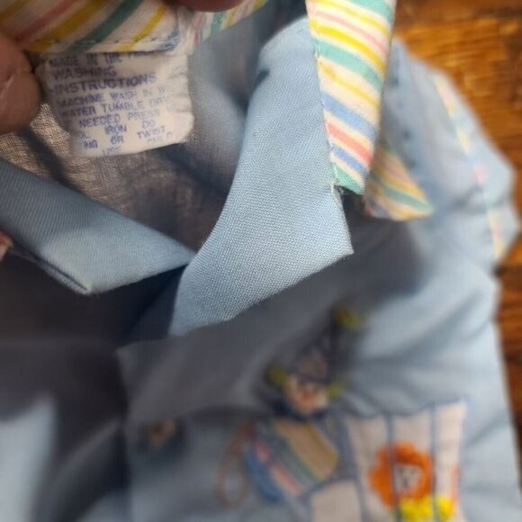 Vintage 80s Baby Boy Blue Circus Embroidery Shirt - Picture 3 of 7